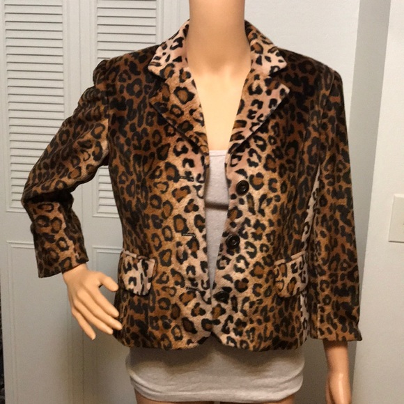 INC International Concepts Jackets & Blazers - INC, leopard velvet jacket, Medium